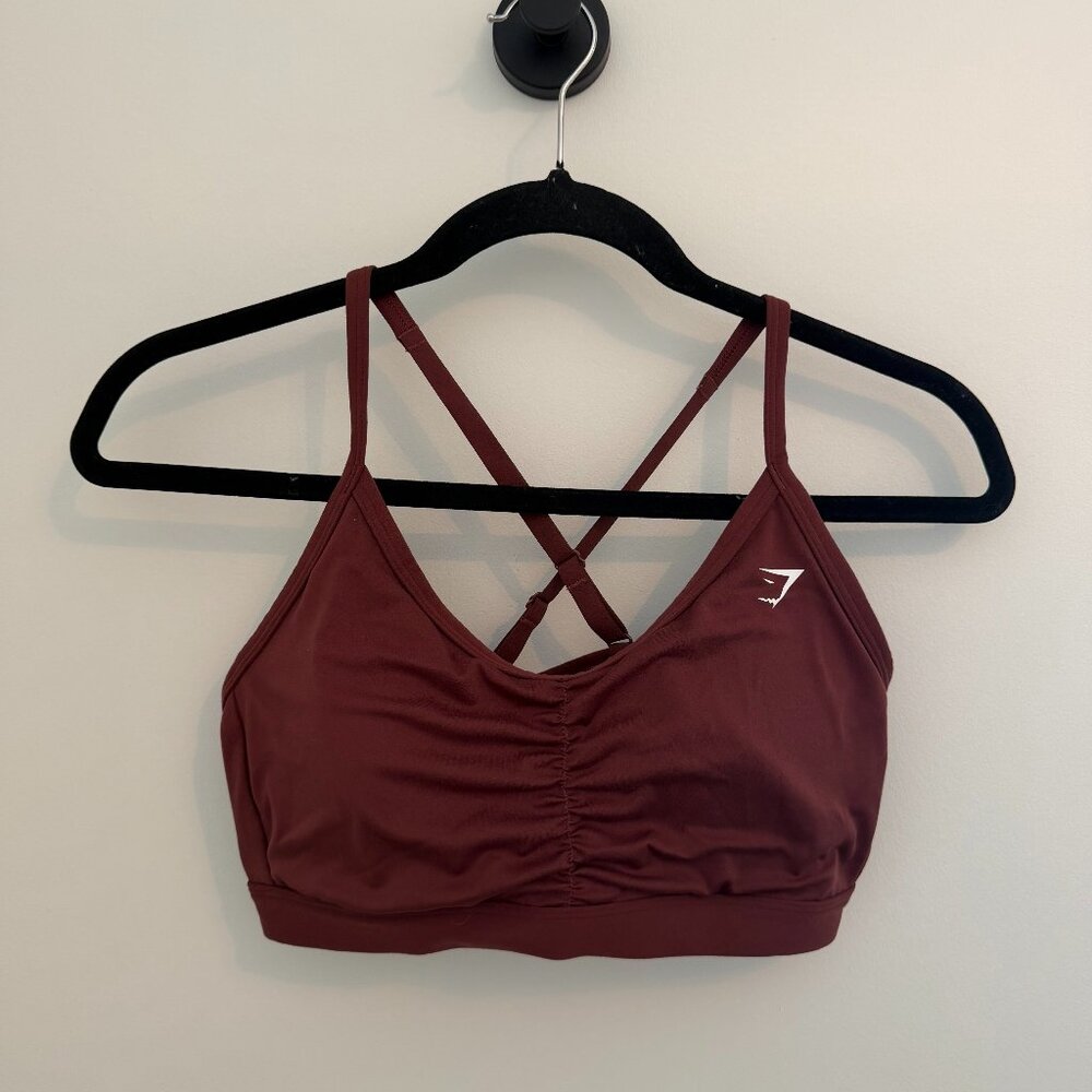 Gymshark Ruched Sports Bra Maroon | Medium